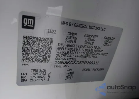 2023 Chevrolet Suburban 4Wd Lt from USA, damaged, VIN 1GNSKCKD6PR209311